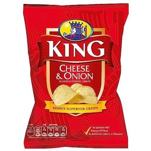King Chips - Kaas- en uiensmaak chips uit Ierland 25 x 25g