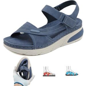 LTHTX Wandelsandalen voor vrouwen, lichtgewicht sandalen met sleehak voor vrouwen, comfortabele orthopedische sandalen met ondersteuning van de voetboog, koningsblauw, 41 EU