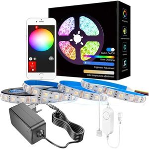 RGBCCT ZigBee 3.0 Controller, dimbaar, met 5 m, 12 V, 5-in-1 RGBCW ledstrip en voeding, voor Tuya Hub-e, Smartthings, Echo Plus APP/Alexa RGB, koudwit, warmwit, lichtstrip (5-in-1 RGBCCT ledkit)