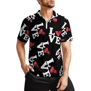 Badminton Love heren golfpoloshirts klassieke pasvorm T-shirt met korte mouwen bedrukt casual sportkleding top S