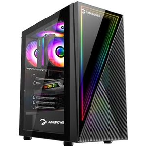 GamePower Ravadin ATX 3* ARGB Infinity Fan Temper Cam Gaming RGB Controller en Afstandsbediening Zwart Hoesje