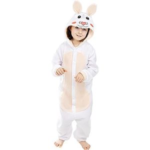 Funidelia | Onesie konijnen kostuum voor meisjes en jongens Dieren - Kostuum voor Kinderen, Accessoire verkleedkleding en rekwisieten voor Halloween, carnaval & feesten - Maat 10-12 jaar - Wit