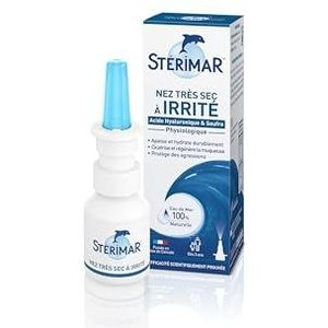 STÉRIMAR Zeer droge neus tot geïrriteerd – neusspray voor zeer droge of geïrriteerde neus, kalmeert en geneest de neus, met 100% natuurlijk zeewater/zwavel/hyaluronzuur, fysiologische formule, 20 ml