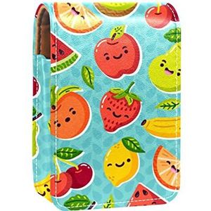 Kleurrijke Fruit Lipgloss Houder Lipstick Case Draagbare Mini Lipstick Opbergdoos Reizen Lipstick Organizer Case met Spiegel voor Vrouwen, Meerkleurig, 9.5x2x7 cm/3.7x0.8x2.7 in
