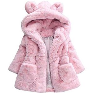 Uni-Wert Meisjes Bontjas Winterjas Faux Fur Jas Baby Meisjes Herfst Winterjas Warme Jas Met Kap Wollen Jas Capuchon Babyjassen Nep Bont Jacks