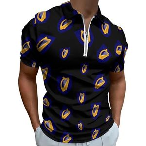 Ierland Nationaal Embleem Half Zip-up Polo Shirts Voor Mannen Slim Fit Korte Mouw T-shirt Sneldrogende Golf Tops Tees 2XS