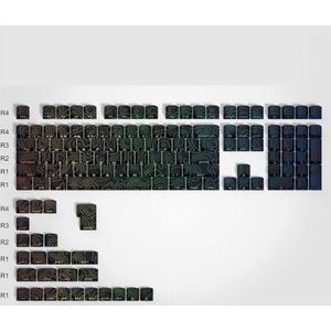 QPSJXN Zwarte topograaf V3 3.0 kleurstof gesublimeerde zijdruksleutel capset PBT -compatibel met MX Switch RGB Backit lichtgevende toetsenborden compatibel (Black V3)