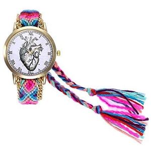 New Vintage Velvet Dames Analoge horloges Wool Strap ronde Dial hart patroon Casual Quartz analoog horloge Vrouwen Clock Relogio Feminino (Size : SP084-5)
