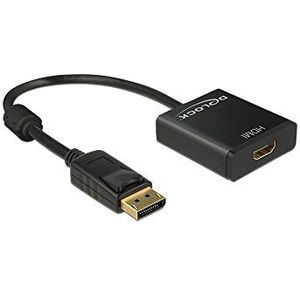 Adapter Displayport 1.2 stekker aan HDMI-aansluiting, 4K actief, zwart, 0,2 m, Delock® (62607]