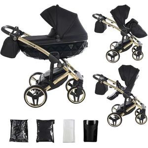 Junama Kinderwagen Diamond S 2in1 3in1 4in1 (02 - zwart en goud, 2in1)
