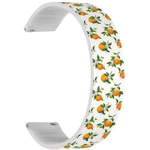 RYANUKA Solo Loop band compatibel met Ticwatch E3, C2 / C2+ (Onyx en platina), GTH/GTH Pro (oranje vruchten bloemen), snelsluiting, 20 mm rekbare siliconen band, accessoire, Siliconen, Geen edelsteen