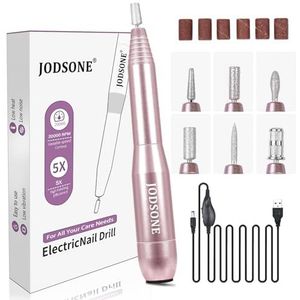 JODSONE Nagelfrees, draadloos, 20.000 omw/min, 6-in-1 elektrische nagelvijl voor gelnagels, stil en USB-oplaadbaar, manicureset met verstelbare snelheid