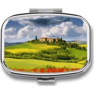 Toscane Lente Pillendoos Pil Case Leuke Pil Organizer Pil Houder Geneeskunde Pil Organizer Pil Container Dagelijkse Pil Organizer Kleine Pillendoos Pil Case voor Portemonnee Pocket