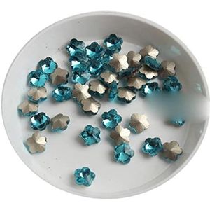 Leuke Mini Bloem 6MM Puntige Bodem 3D Kristalglas Nagel Strass Steen DIY Manicure Decoratie Accessoires-05. Aquamarijn,Bloem 6mm,100st
