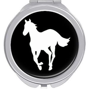 Running Horse Witte Pony Compacte Spiegel Ronde Pocket Make-up Spiegel Dubbelzijdige Vergroting Opvouwbare Draagbare Handspiegel