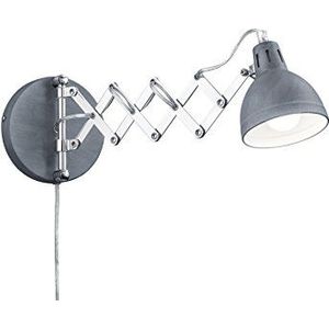 Reality Leuchten R20321078 Scissor A++ tot E, wandlamp, metaal, E14, betonkleurig, 30 x 30 x 53 cm