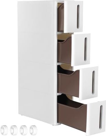 Songmics - Multifunctionele Badkamer Trolley - Keukenopberger - Wit - PP Materiaal