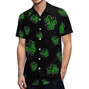 Ierse klaver VS vlag St Patrick's Day Hawaiiaanse shirts voor heren, korte mouwen, casual overhemd met knopen, vakantie, strandshirts, XS