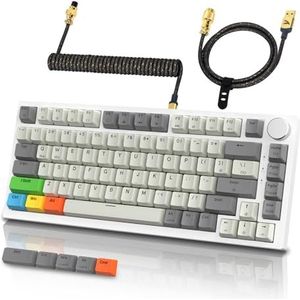 ATTACK SHARK K85 Mechanisch Gaming Toetsenbord met Spiraalkabel, Rapid Trigger, Aanpasbare Activering, Magnetische Schakelaar, RGB Gasket Mechanical Keyboard, Ondersteuning DKS/MT/TGL, Knob, PC/MAC