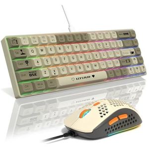 MAMBASNAKE AJAZZ AK680 Mechanical Keyboard, 68 Key 60 Percent Hot Swappable Gaming Keyboard + 6 Adjustable DPI 6400 Gaming Mouse with 6 RGB Light, for PC/Mac/Laptop Gamer (Red Linear Switch)