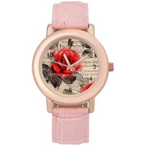 Retro romantische bloemen dames elegant horloge lederen band polshorloge analoge quartz horloges