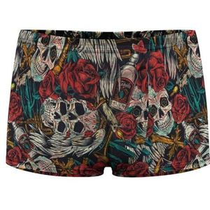 Vintage Suiker Schedels Rose Bloemen Heren Boxer Slips Sexy Shorts Mesh Boxers Ondergoed Ademend Onderbroek Thong