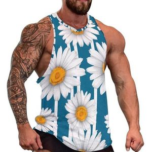 Daisy Strepen Heren Tank Top Causale Mouwloos T-shirt Gym Atletische Spier Tee Strand Vest