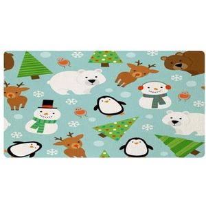 VAPOKF Kerst dieren pinguïn beer herten uil en sneeuwpop keukenmat, antislip wasbaar vloertapijt, absorberende keukenmatten loper tapijten voor keuken, hal, wasruimte