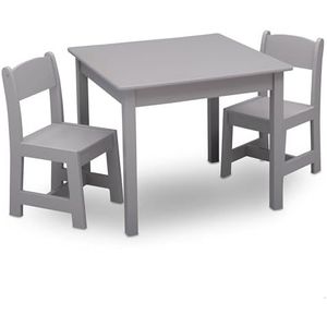 Delta Children TT89601GN-026 tafel en stoelen, hout, kleurrijk, 60 x 60 x 44 cm 60 x 60 x 44 cm grijs