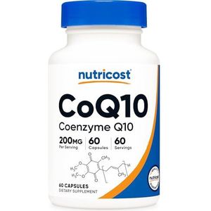 Nutricost CoQ10 200 mg, 60 cápsula's vegetarianas, 60 porties, alta absorberend, vegetariano, zink OMG, coenzima Q10
