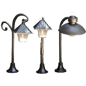 UYFRD 3 STKS Retro Straatlantaarn Model Poppenhuis Bureaulamp Miniatuur Micro Landschap Ornament Tuin Park Lantaarpaal Zand Tafel Model (A+B+C)