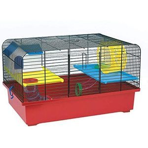 Decorwelt Hamsterstokken, rood, buitenmaten, 49 x 32,5 x 29 cm, knaagkooi, hamster, plastic, kooi met accessoires