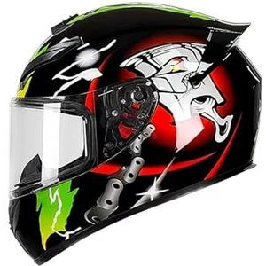 Full Face Motorhelm met Dubbele Achtervleugels DOT Gecertificeerd - Lichtgewicht en Duurzame Volwassen Motorfiets Straat Fietshelm (M)(Chain,X-Large)
