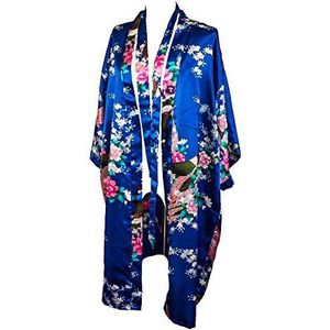 CCcollections Kimono badjas lang 16 kleuren Premium Peacock bruidsmeisje bruidsdouche dames cadeau (Blauw Koningsblauw)