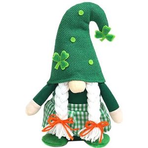 Kabouter pluche pop, gezichtsloze kabouterpop | Vierbladige plant groene hoed kabouters ambachten - Groene hoed kerstkabouter voor tafeldecor Groen blad Festival thema Bbauer