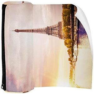 Potlood Case Pen Tas Houder met Rits Coin Organizer Tassen Make-up Cosmetische Pouch voor Vrouwen Tiener Meisjes Jongens Kinderen, Parijs Eiffeltoren Landschap