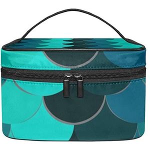 Visschalen Groene Make-up Tas Voor Vrouwen Meisjes Cosmetische Tassen Met Handvat Reizen Make-up Organizer Tas, Vis Schalen Groen, 8.9x5.9x5.4 Inches, Make-up Pouch