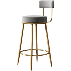 Barkrukken Bistrokruk Barstoelen Set Van 2 Moderne Barkrukken Bar Keuken Eetkamer Café Stoel Toonbank Krukken Gestoffeerde Stoelen Met Rugleuning Voor Thuis Barkruk Keukenstoelen(Grey,65cm)