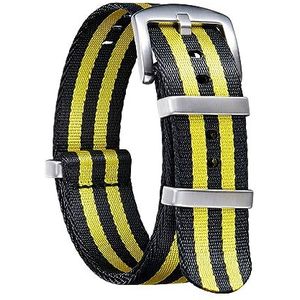 LUGEMA Nylon Horlogeband 18mm 20mm 22mm 24mm Dikke Premium Nylon Horlogebandje For Mannen Vrouwen Multicolor Nato Stijl Horlogeband (Color : Black-Yellow, Size : 24mm)