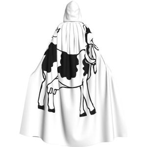 WURTON Witte En Zwarte Koe Print Hooded Mantel Unisex Volwassen Mantel Halloween Kerst Hooded Cape Voor Vrouwen Mannen