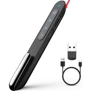【Oplaadbaar】NORWII N76 Wireless Presenter Oplaadbaar 100M/330FT, Hyperlink Volume Presentatie Clicker voor Powerpoint Remote Slide Advancer 2,4GHz (zwart)