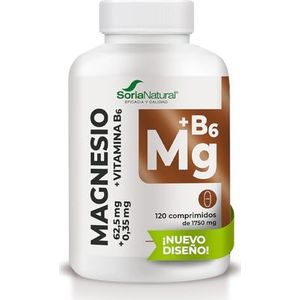 Soria Natural Magnesium + vitamine B6 met hoge absorptie, duurzame afgifte, draagt bij aan de verbetering van energie, slaap, hersengezondheid en zenuwfunctie, 120 tabletten