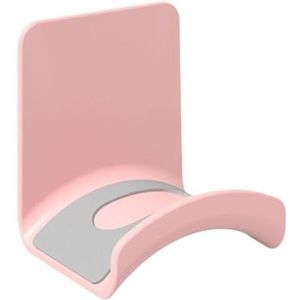 BooeDareno Universele hoofdtelefoonstandaard Adhensive Plastic Wall Mount Hanger Onder Bureau Headset Rack Houder Ondersteuning Voor Gaming Oortelefoon Beugel (Roze Wandmontage)