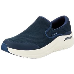 Skechers Heren Arch FIT 2.0 Vallo Slip-On, Navy Mesh/Leer, 10 UK, Navy Mesh Leer, 45 EU