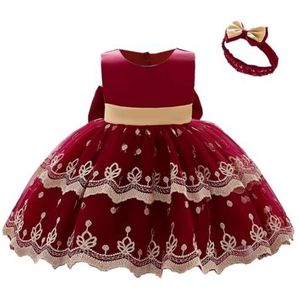Lito Angels Baby Meisjes Gelegenheid Jurken Bruiloft Feestjurk met Hoofdband, Wijnrood Maat 86 Leeftijd 12-18 Maanden Markering 8