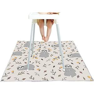 Morbuy Baby Splat vloermat voor onder hoge stoel, grote waterdichte anti-slip, print voedsel Splash morsmat wasbaar vloerbeschermer mat, picknickmat tafelkleed voor kunst ambachtelijke (blad, 130x130cm)