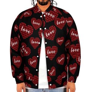 Buffalo Plaid Hart Liefde Grappige Mannen Baseball Jacket Gedrukt Jas Zachte Sweatshirt Voor Lente Herfst
