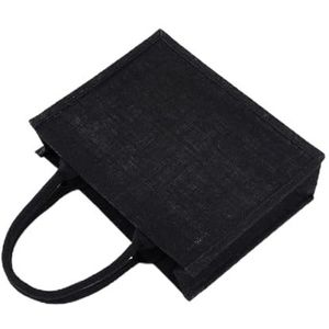 Tote Linnen Tassen S/M/L Zwarte Jute Tote Tassen Diy Blank Boodschappen Handtas Voor Vrouwen Jute Handtas Grote Capaciteit Reizen Organizer Met Handvat Jute Boodschappentas, Zwart-M, Eén maat