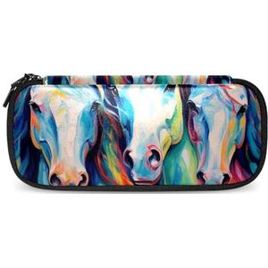 GIAPB Potlood Case, Potlood Pouch, Potlood tas, Kleine Potlood Pouch,Abstracte kunst kleurrijke paard, J833tohyd, 19x7.5x3.8 cm/7.5x3x1.5 in, Esthetiek