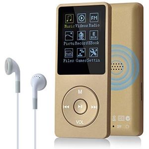 COVVY Slanke muziekspeler 8 GB draagbaar lossless geluid 70 uur scherm MP3-speler ondersteuning tot 64 GB (goud)